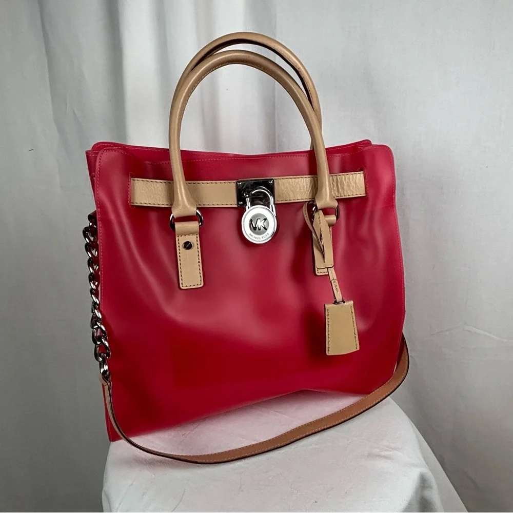 Michael Kors Candy Red PVC Tote Handbag‎ 13” x 12” - 10” Shoulder Strap